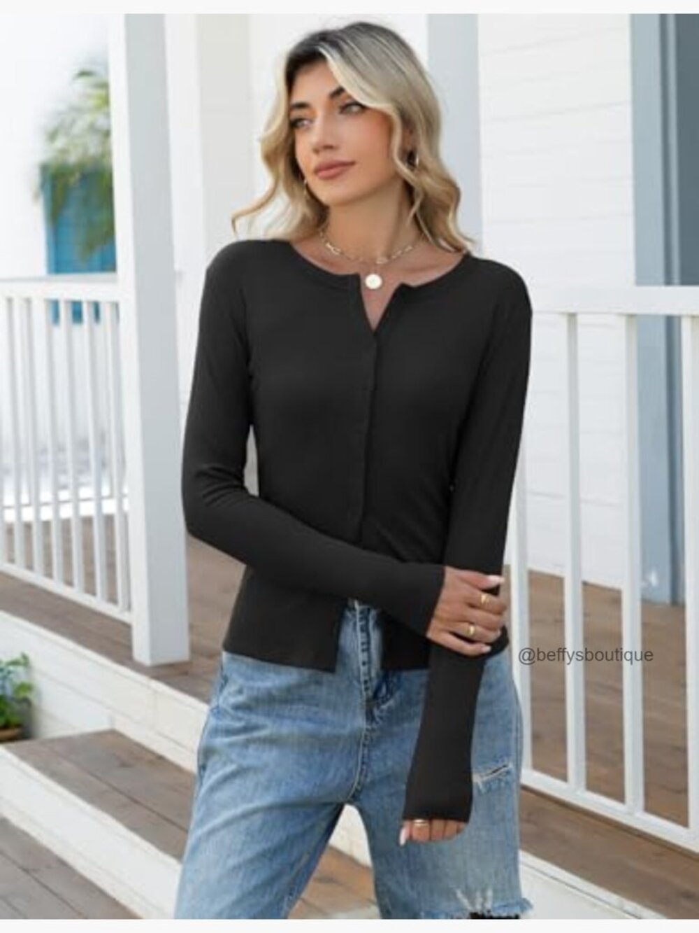 Long Sleeve Button Down Cardigan Lightweight Going Out Top - Picture 6 of 7